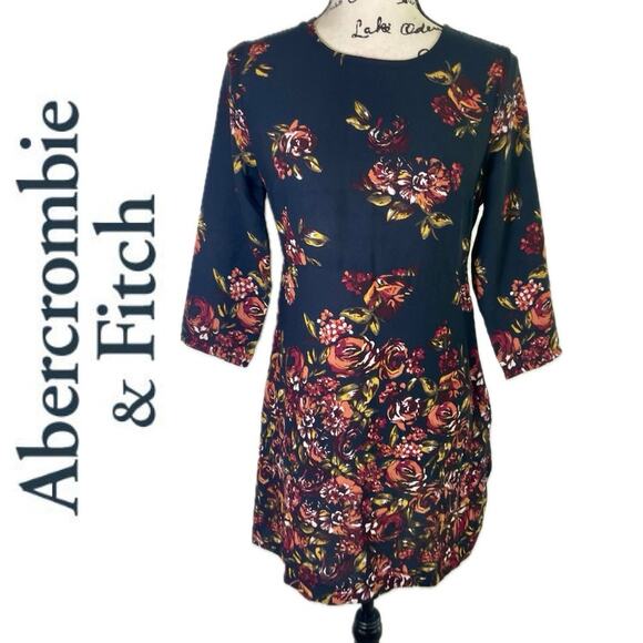 ABERCROMBIE & FITCH MINI DRESS LONG SLEEVES FLORAL SZ S PREPPYCHIC SOPHISTICATED - Picture 1 of 16